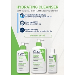 Sữa Rửa Mặt CeraVe Hydrating, Foaming - Cho Da Dầu, Khô, Nhạy Cảm 236ml/473ml