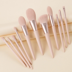 Set 11 cọ lông mềm chất lượng kèm túi da pu hồng phấn