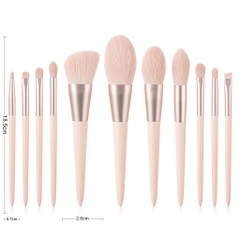 Set 11 cọ lông mềm chất lượng kèm túi da pu hồng phấn