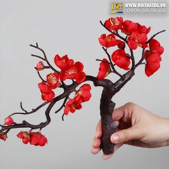 Cành Đào Tuyết Bằng Lụa Dáng Bonsai