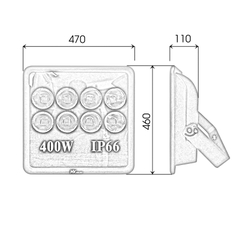 Đèn pha tròn vuông LED ngoài trời 400W - IP66 (8*50w)