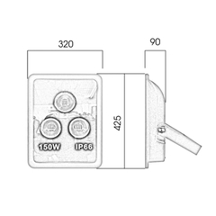 Đèn pha tròn vuông LED ngoài trời 150W - IP65 (3*50w)