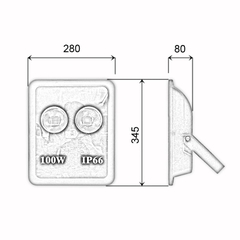 Đèn pha tròn vuông LED ngoài trời 100W - IP65 (2*50w)
