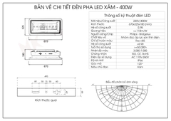Đèn pha rọi xám ngoài trời 400W - hộp nguồn sau (8*50w)