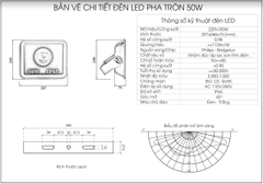 Đèn pha tròn LED ngoài trời 50W - IP65 pha tròn (1*50w)