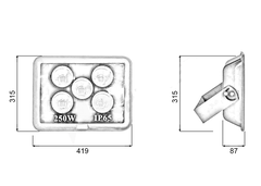 Đèn pha LED ngoài trời 250W - IP65 pha tròn (5*50w)