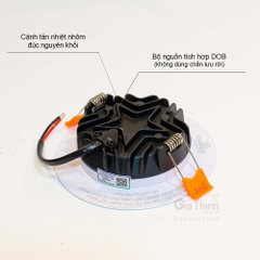 Âm trần 8W KingEco mặt phẳng viền bạc lỗ khoét 90mm (BH24T)