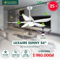 Quạt trần 5 cánh Lux Aire Sunny 54" màu trắng động cơ DC sải cánh 137cm