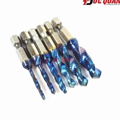 Bộ 6 mũi khoan Taro M3-M10 thép HSS 6542 phủ Titanium, doa âm mũ vít