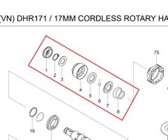 Bộ đầu giữ mũi khoan máy DHR171, HR171, Makita 457214-6