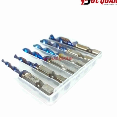 Bộ 6 mũi khoan Taro M3-M10 thép HSS 6542 phủ Titanium, doa âm mũ vít