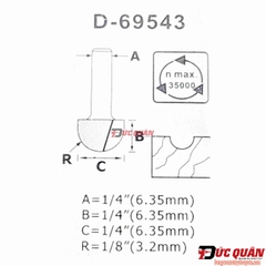 Mũi phay lõi tròn 6.35mm Makita D-69543