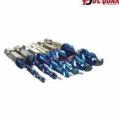 Bộ 6 mũi khoan Taro M3-M10 thép HSS 6542 phủ Titanium, doa âm mũ vít
