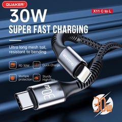 Cáp sạc dù Quaker X11 30W 1M Type C to Lightning