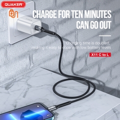 Cáp sạc dù Quaker X11 30W 1M Type C to Lightning