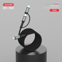Cáp sạc Quaker 3in1  X25 TypeC to TypeC + Lightning 1,2M