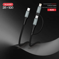 Cáp sạc Quaker 3in1  X25 TypeC to TypeC + Lightning 1,2M