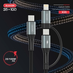 Cáp sạc Quaker 3in1  X25 TypeC to TypeC + Lightning 1,2M
