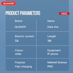 CÁP SẠC QUAKER 1M X80C 3A
