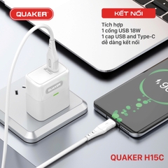 BỘ SẠC NHANH QC 3.0 - 18W QUAKER H15C