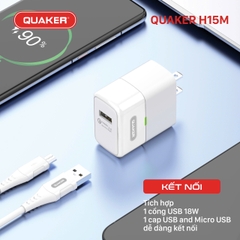 BỘ SẠC NHANH QC 3.0 - 18W  QUAKER H15M