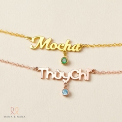 Vòng Cổ Khắc Tên Cho Bé Gái Kèm Charm Treo Đá Quý Theo Mệnh - Say My Name