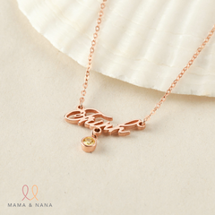 Vòng Cổ Khắc Tên Với Charm Đá Quý Theo Mệnh Đính Mặt - Say My Name