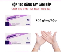 [Ảnh thật] [FreeShip] [Có sẵn] Hộp 100 găng tay TPE nấu ăn siêu dai Victoria Bay