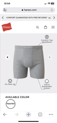 [Có sẵn] [Chính hãng] Set 5 quần sịp nam xuất khẩu dư Hanes cotton siêu thoáng 55-100kg