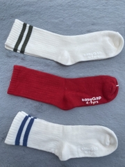 Tất cổ trung màu trắng bé gái, bé trai xuất dư baby Gap 6-7 tuổi, set 3