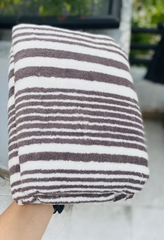 Chăn khăn bông xuất Nhật dư, sọc nâu 15*18cm