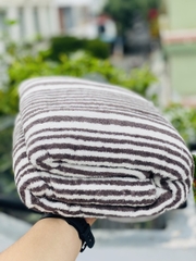 Chăn khăn bông xuất Nhật dư, sọc nâu 15*18cm
