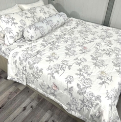 BỘ CHĂN GA GỐI TENCEL TAKARA - Mẫu hoa hồng trắng