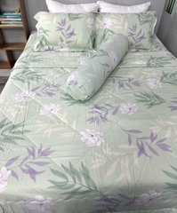 bộ chăn ga gối nệm tencel TAKARA cao cấp - MẪU LÁ TRE