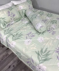 bộ chăn ga gối nệm tencel TAKARA cao cấp - MẪU LÁ TRE