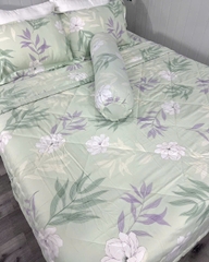 bộ chăn ga gối nệm tencel TAKARA cao cấp - MẪU LÁ TRE