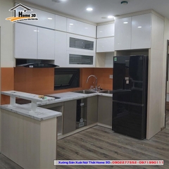 Tủ bếp cánh Acrylic - Thùng gỗ nhựa kết hợp gỗ nhựa chịu nước