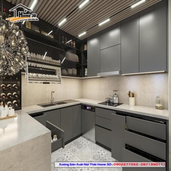 Bật Mí KN Chọn Đơn Vị Thi Công Tủ Bếp Inox Cánh Gỗ Công Nghiệp uy tín