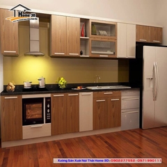 Tủ Bếp Acrylic Thùng Gỗ Công Nghiệp