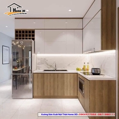 Tủ Bếp Acrylic Thùng Gỗ Công Nghiệp