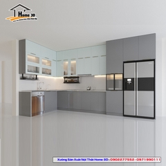 Tủ Bếp Inox Cánh Kính Home 3D