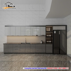 Tủ Bếp Inox Cánh Kính Home 3D