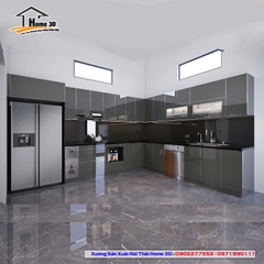 Tủ Bếp Inox Cánh Kính Home 3D