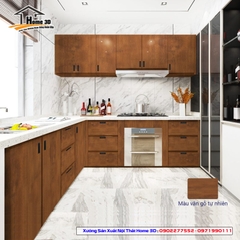 Tủ Bếp Nhôm Nội Thất Màu Gỗ Tự Nhiên