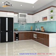 Tủ Bếp Gỗ Nhựa Cánh Laminate Home 3D