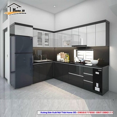 Tủ Bếp Gỗ Nhựa Cánh Laminate Home 3D