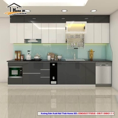 Tủ bếp inox cánh gỗ công nghiệp Home 3D