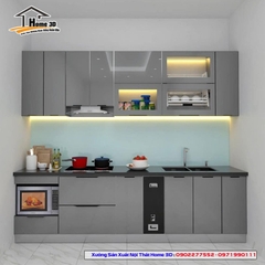 Tủ bếp inox cánh gỗ công nghiệp Home 3D