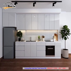 Tủ bếp inox cánh gỗ công nghiệp Home 3D