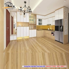 Tủ bếp inox cánh gỗ công nghiệp Home 3D